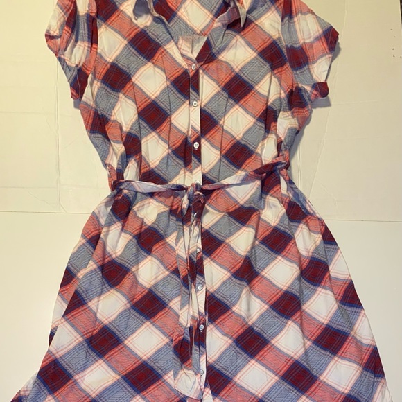 Rock&Republic Belted Button Down Midi Dress size XXL. Tartan red. - Picture 3 of 12